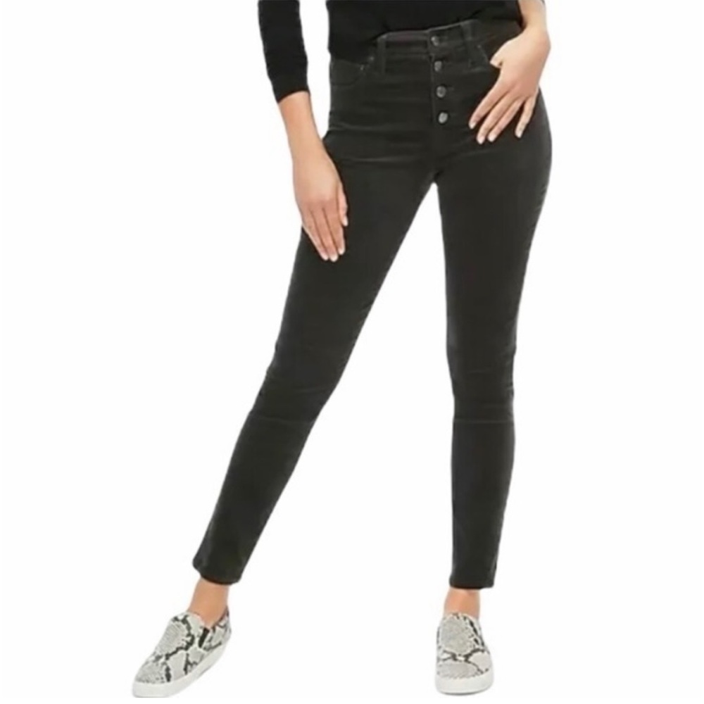 NWT! J. CREW Charcoal Gray 9” High Rise Skinny Button Fly Corduroy Pants W24